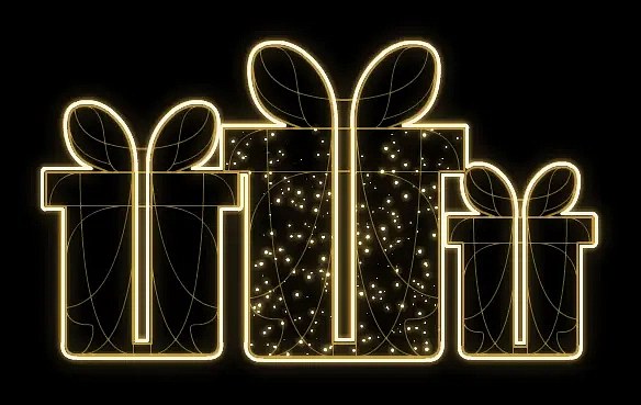 Sada 3 darčekových svietidiel Easy Fix 2D LED, závesné, 130 × 77 × 3 cm, teplá biela, 3D tlač, zlatá
