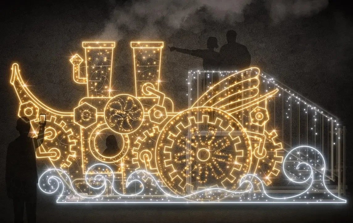 Eco Fix 3D LED svetelný parník, 580 × 300 × 120 cm, teplá a studená biela, stojaci, hliník, Twinkly