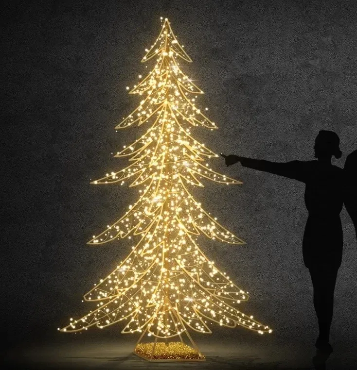 Eco Fix 2D LED svetlo na stromček, 240 cm, teplá biela s kryštálom, hliník