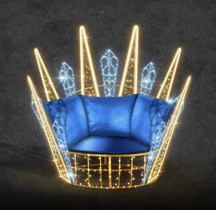 3D LED svetelné kreslo, 154 × 193 × 144 cm, teplá a ľadová biela, 36 V, 54 W, 70 kg, 1 diel