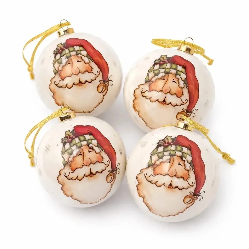 Sada vianočných ozdôb guľôčky 8 cm, Santa Claus, plast, balenie 6 ks