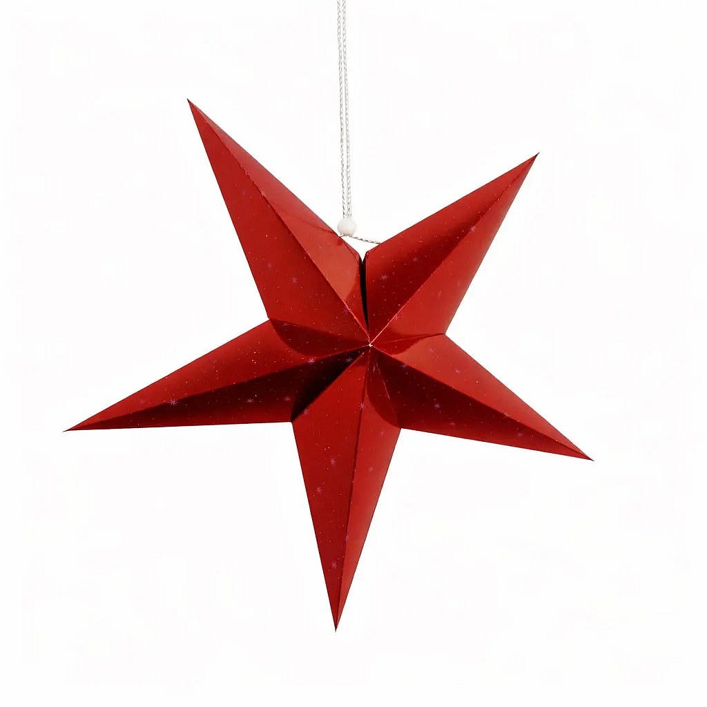 Vianočná papierová hviezda na okno 45 cm, 5 bodov, červená