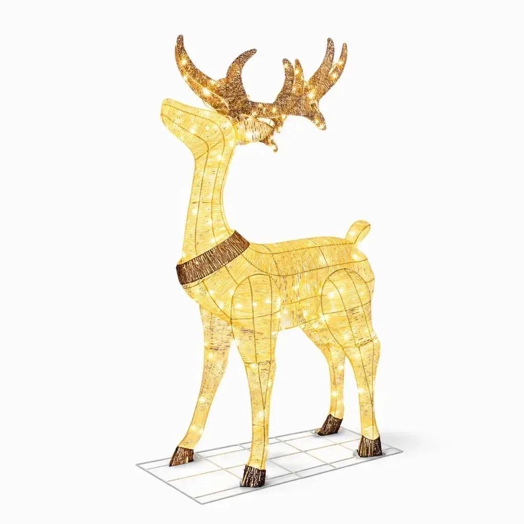 3D LED svietiaci jeleň, 150 cm, teplá biela, 161 LED diód, IP44, vonkajšie použitie