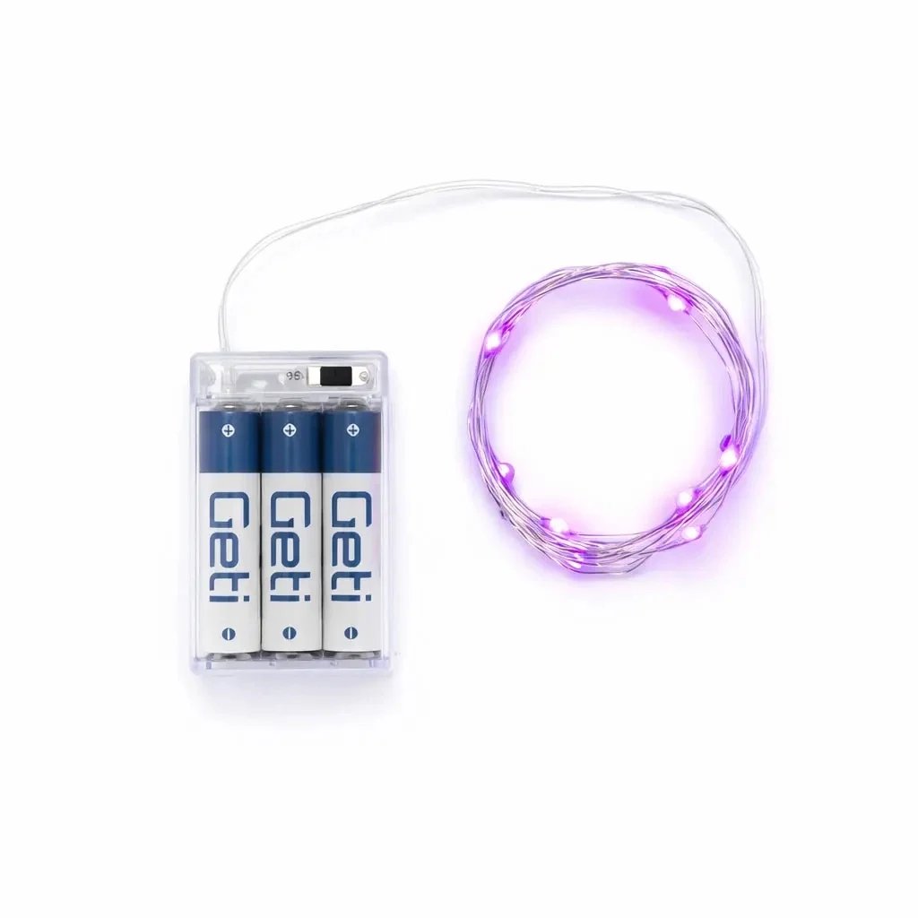 LED reťaz na batérie, kvapky, 2,30 m, ružová, 20 diód, drôt, IP20 interiér, 3 × AA