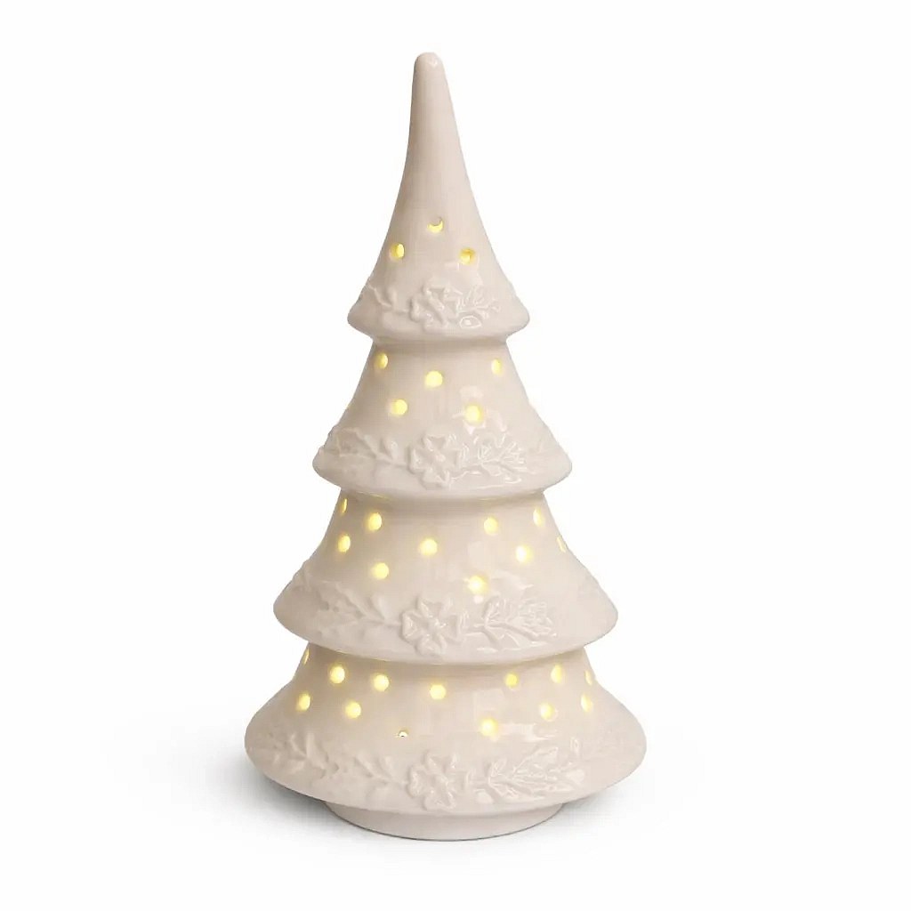 Keramická LED dekorácia na stromček 11,4 × 8,5 × 23 cm, teplá biela, 2× LR44