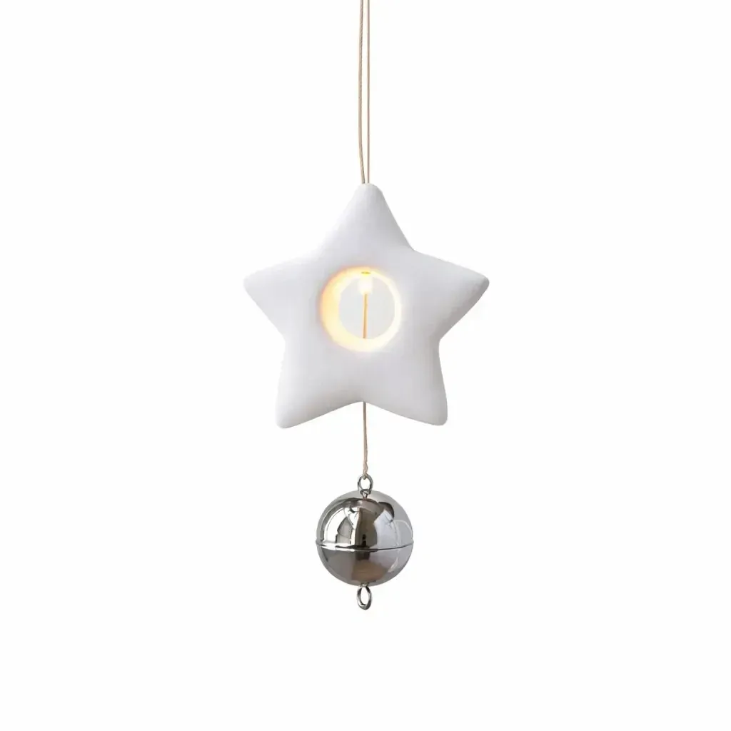LED závesná dekorácia hviezda 8 cm, batéria CR2032