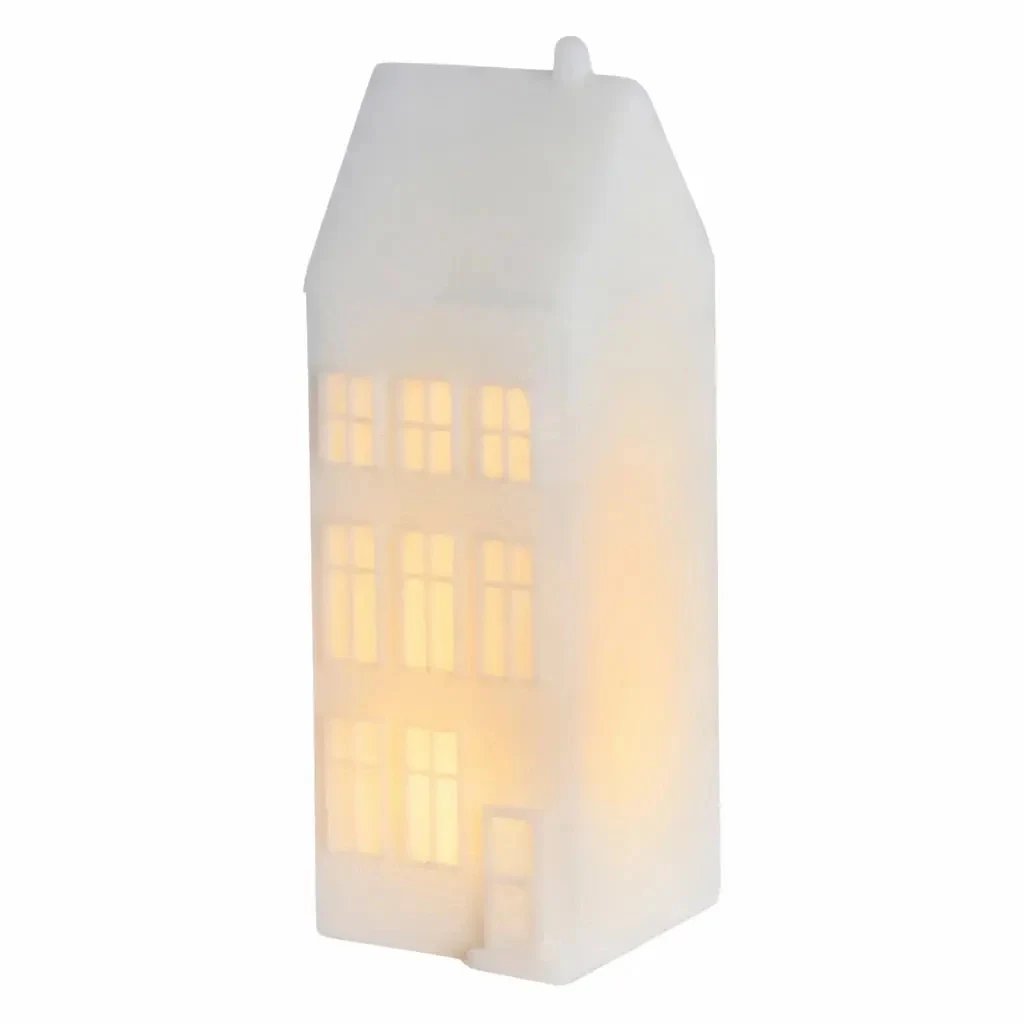 LED model mestského domu z Kodane, Nyhavn, voskový, 6 × 6 × 17,5 cm, teplá biela, biela