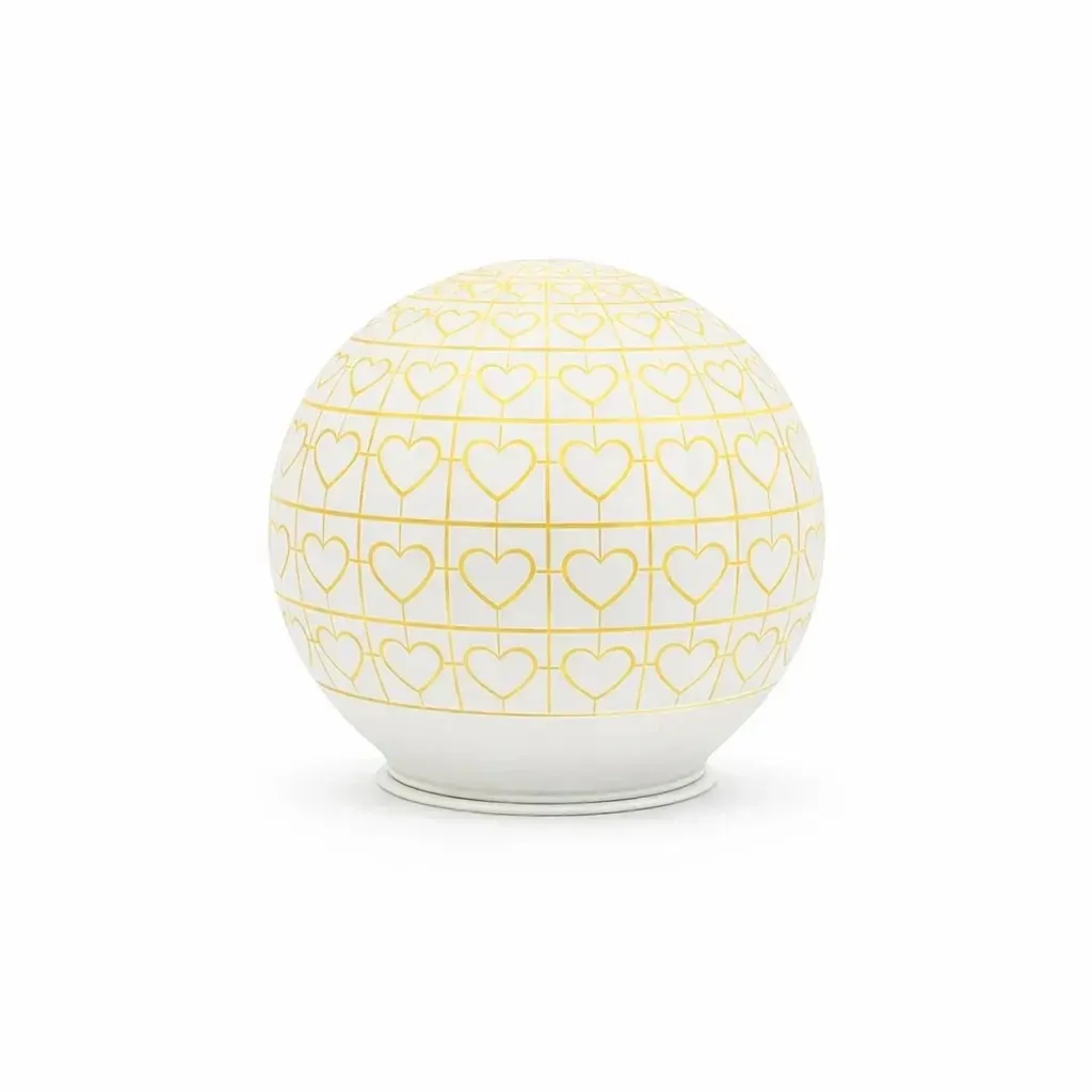 _Stiahnuté - 3D LED svetelná guľa, sklo, dekorácia srdca, 12 cm, interiér