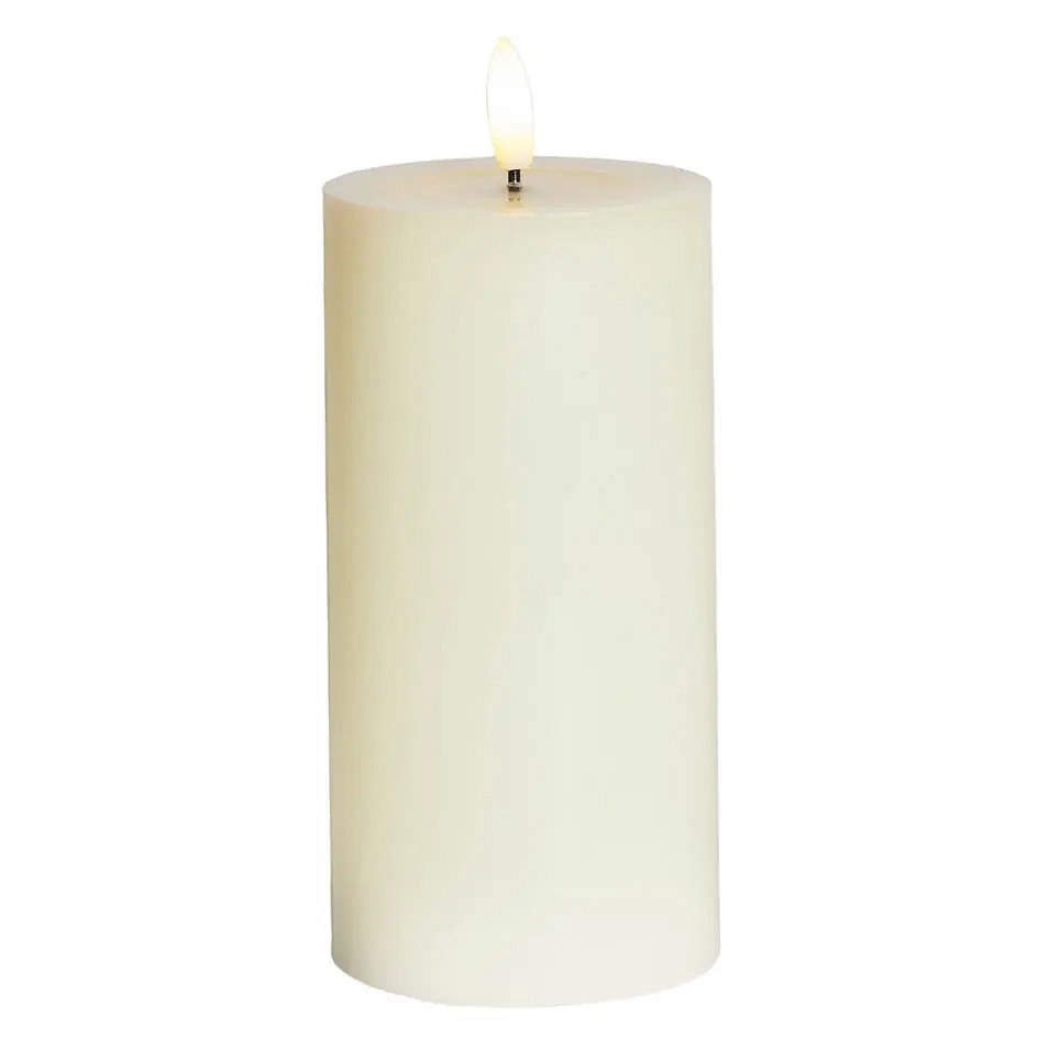 LED sviečka na batérie Sille Ivory, Ø 7,5 × 15 cm, biela, 2× AA