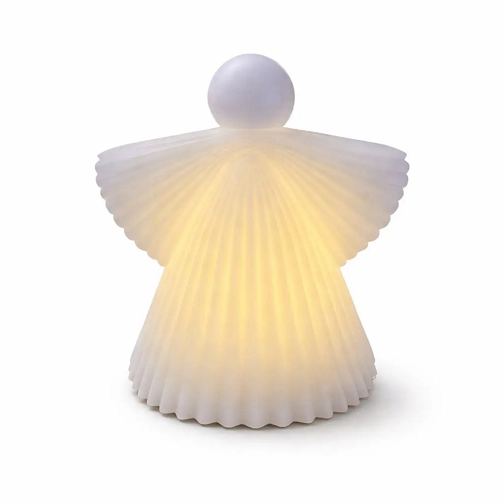 LED sviečka Anjel z pravého vosku, na batérie, 11,2 × 12,5 cm, biela, 2× AA