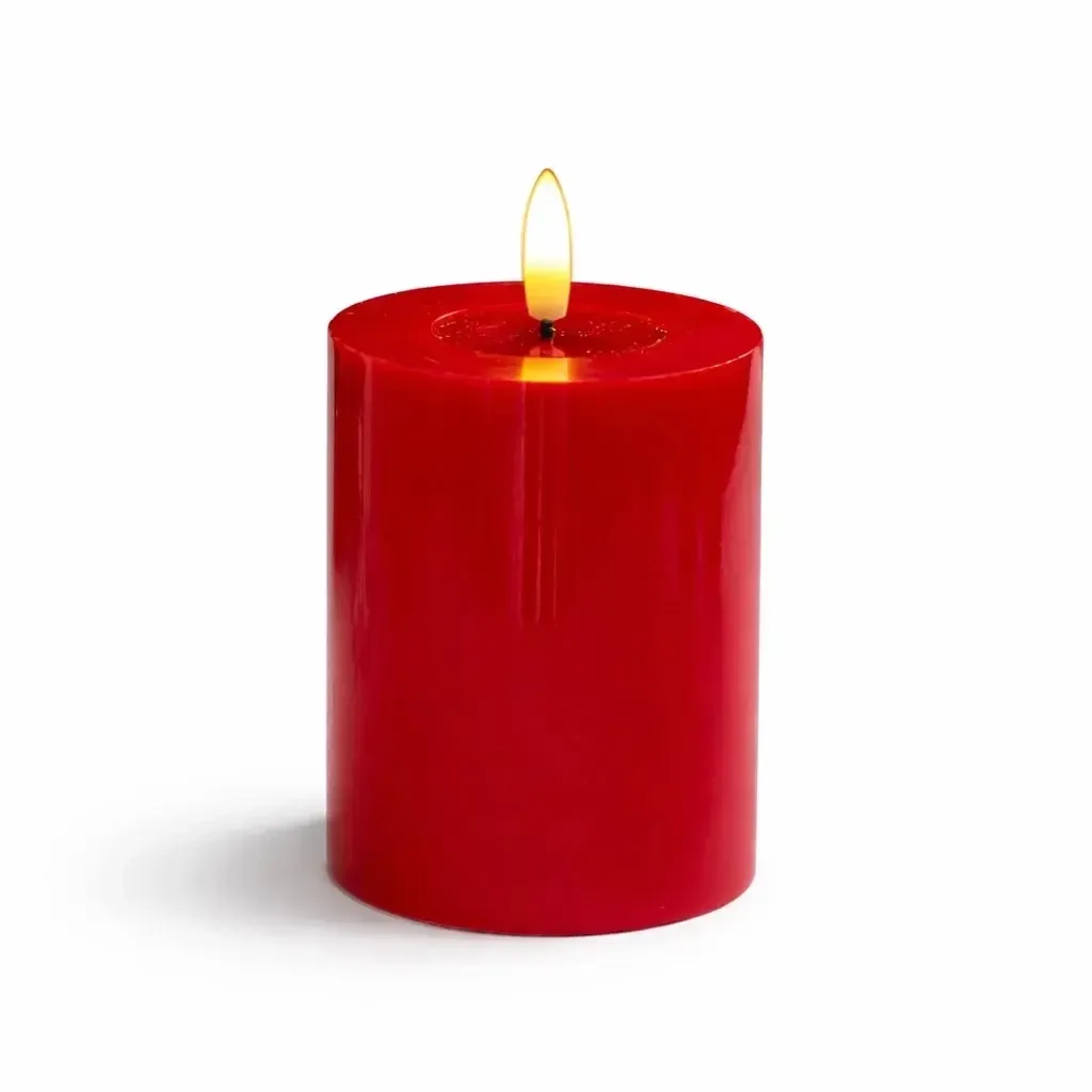 LED sviečka na batérie, vosk Sille Red, Ø 7,5 × 10 cm, červená, 2× AA