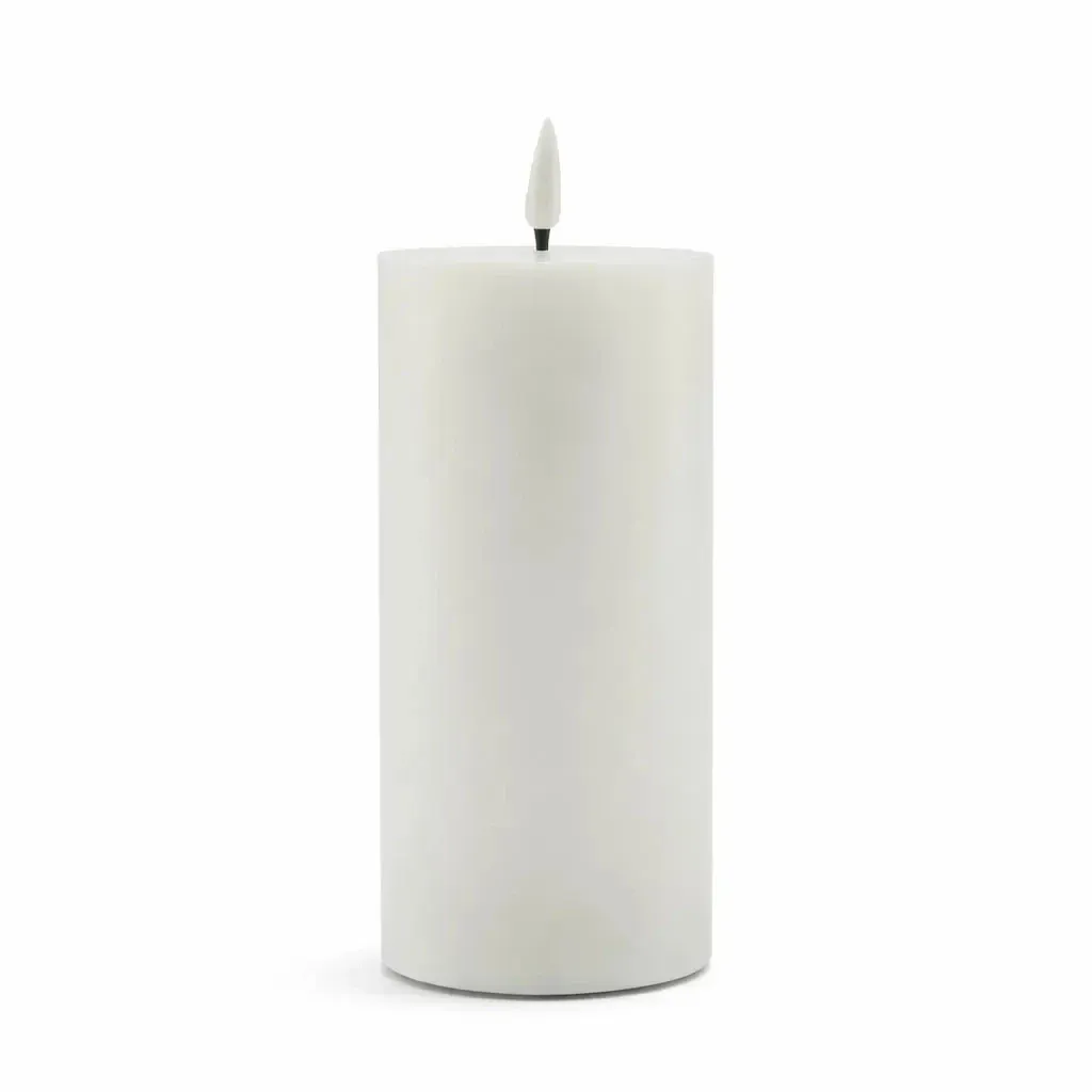 LED sviečka z pravého vosku na batérie, Ø 7,5 × 15 cm, biela, 2× AA