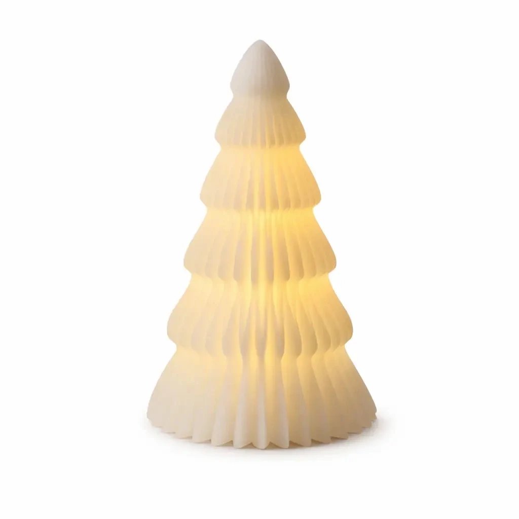 LED sviečka z pravého vosku na batérie, vianočný stromček, biela, ø 13 × 16 cm, 2× AA