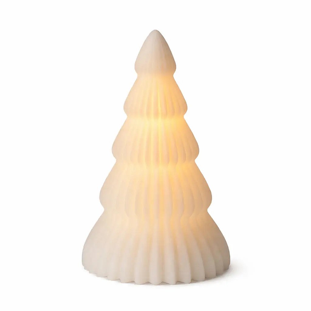 LED sviečka z pravého vosku na batérie, vianočný stromček, biela, ø 13 × 19 cm, 2×AA