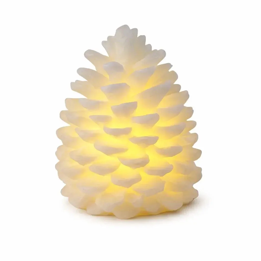 LED sviečka z pravého vosku na batériu, šiška, ø 10 × 13 cm, biela, CR2032