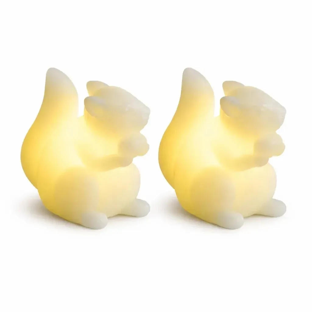 LED sviečky z pravého vosku na batérie, veverička, 7,5 × 9 cm, biele, sada 2 ks, CR2032