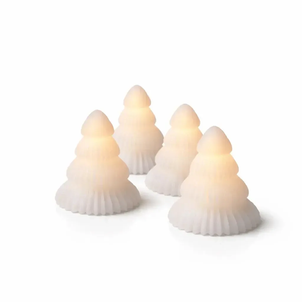 LED sviečky z pravého vosku na batérie, vianočný stromček, ø 6,5 × 7 cm, sada 4 ks, CR2032