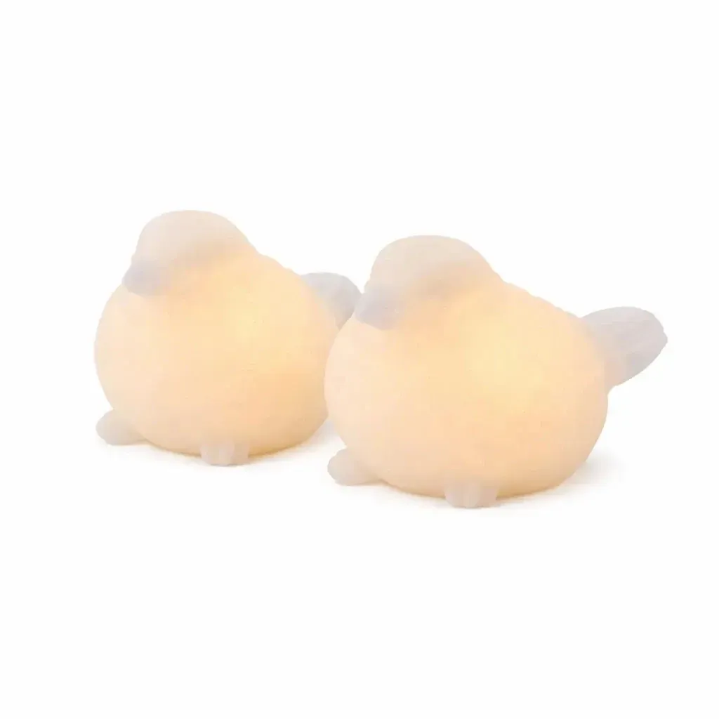LED sviečky z pravého vosku na batérie, vtáčik, 10 × 6,7 cm, biele, sada 2 ks, CR2032