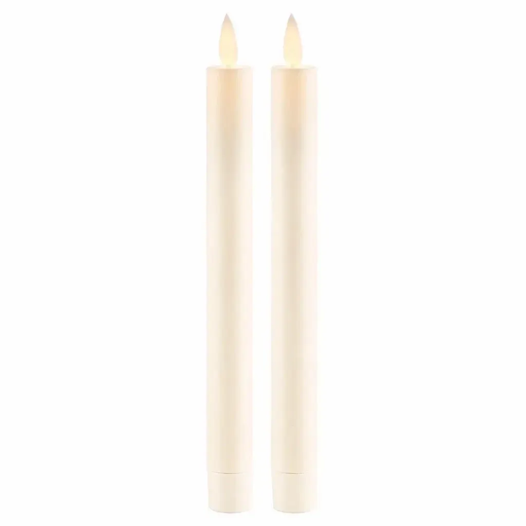 Vysoká LED sviečka z pravého vosku Sara, mandľová, 2 × 25 cm, 2 × AAA, balenie 2 ks