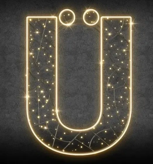 2D LED svetlo písmeno Ü, výška 115 cm, teplá biela, 36 V, 14,5 W