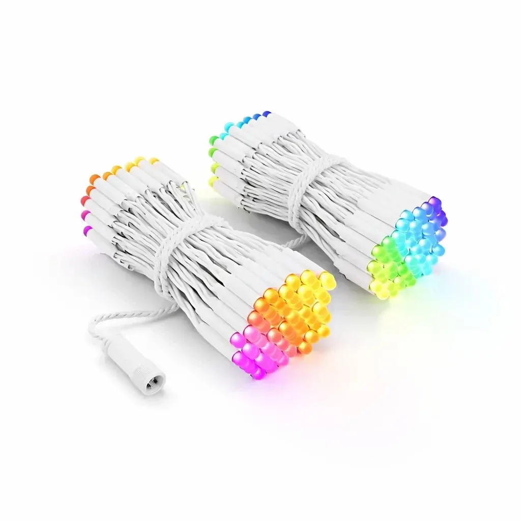 Farebné vonkajšie svetielka Twinkly strings 25 m Dual Pro, 2× 125 LED RGB, biely kábel, IP44, 2× 12,5 m
