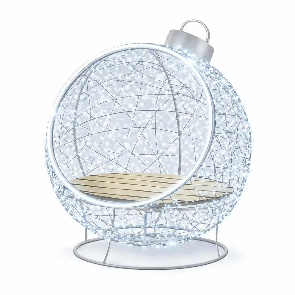 3D LED svetelná ozdoba stoličky 130 cm, ľadovo biela, 36 V, 30,5 W, 33 kg, Eco Fix