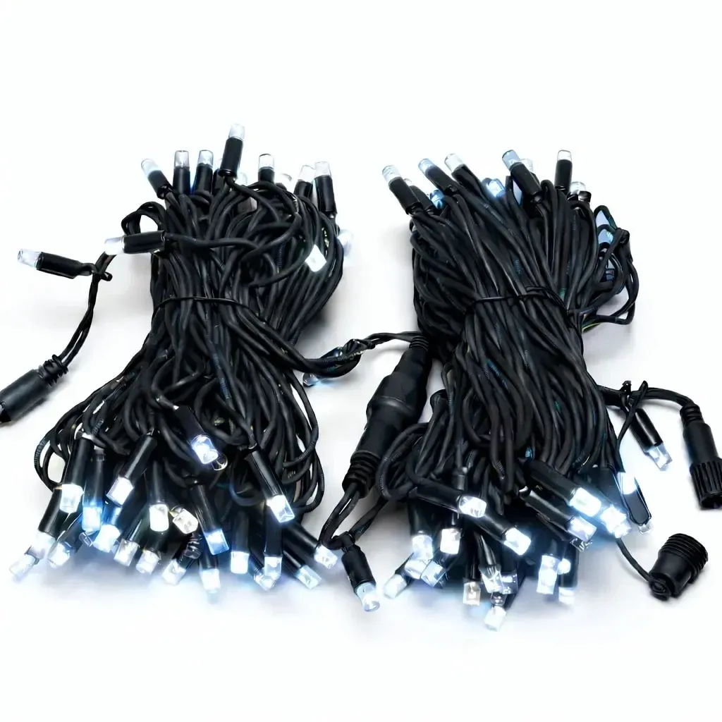 Svetelný reťaz Easy Fix LED, 20 m, vonkajší, ľadovo biela, 120 LED diód, čierny kábel, IP44