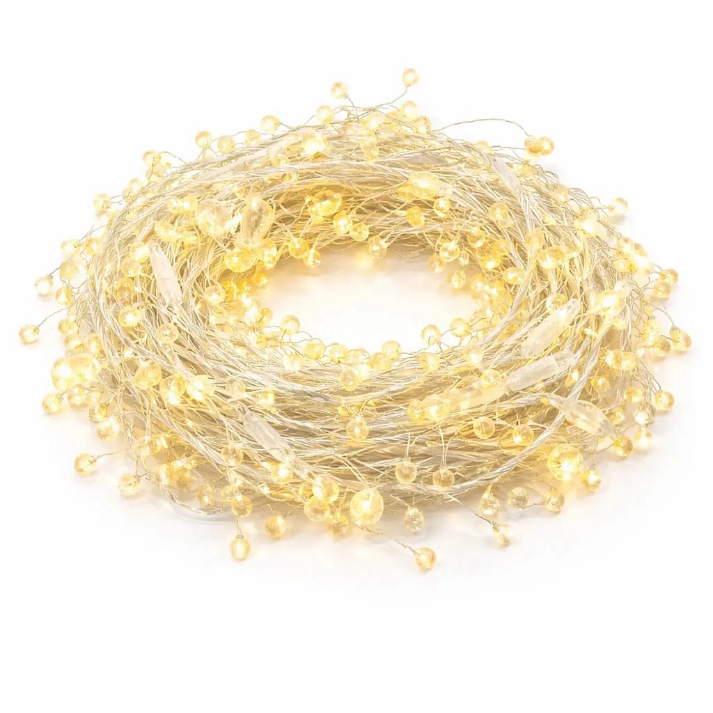 Eco Fix vonkajší svetelný reťaz s kryštálikmi, 8 m, teplá biela, 80 LED, 36 V, priehľadný kábel, IP44