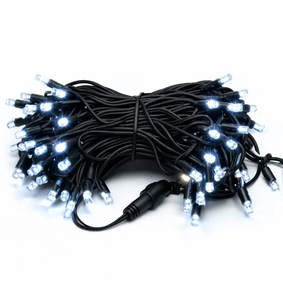 Svetelný reťazec Easy Fix LED, 5 m, vonkajší, kontúrový, ľadovo biely, 60 LED diód, čierny kábel, IP67