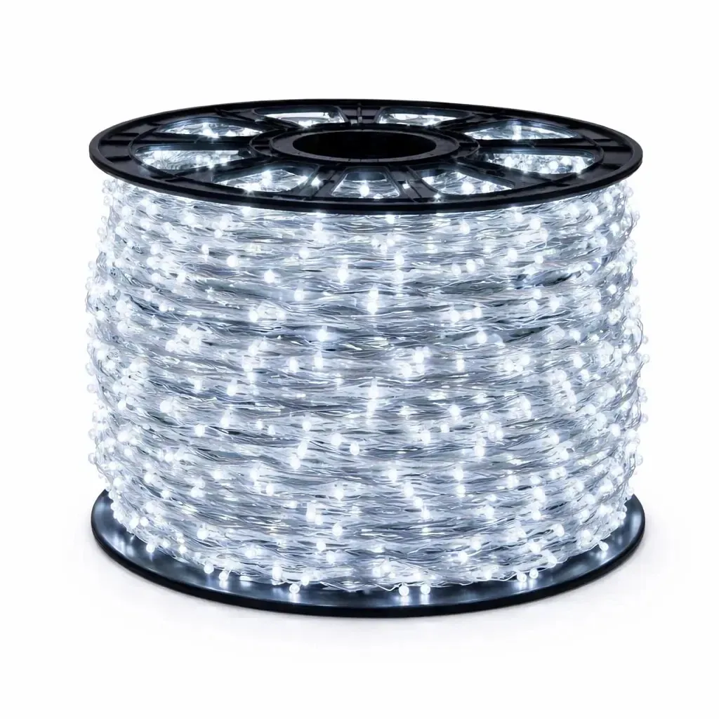 Svetelný reťazec Eco Fix LED, vonkajší, 80 m, ľadovo biela, 800 diód, priehľadný kábel, IP67, cievka
