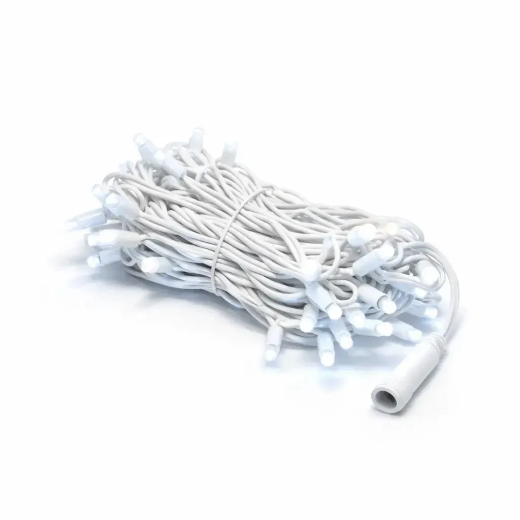 Svetelný reťazec Easy Fix LED, kontúrový, 5 m, ľadovo biela s režimom FLASH, 60 diód, biely kábel, IP44