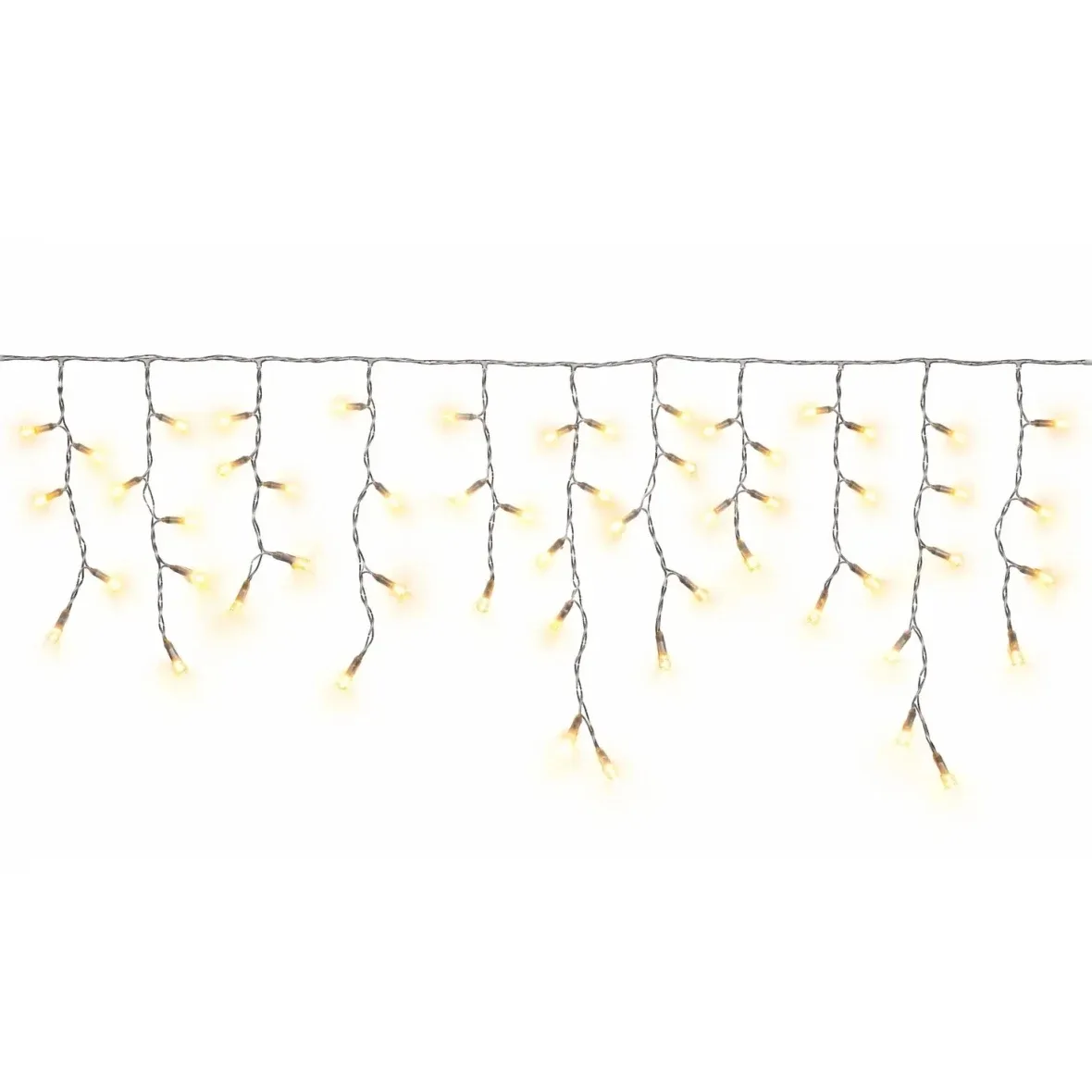 Easy Fix Interiér LED rampouchy, svetelné kvapky, 300 × 50 cm, teplá biela, 114 diód, priehľadný kábel, IP20, predlžovací