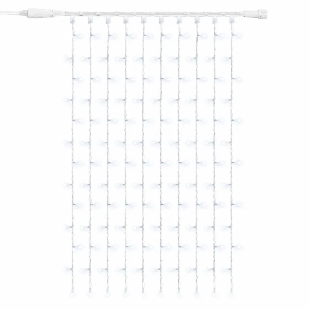 Easy Fix LED svetelná girlanda na vonkajšie použitie, 100 × 150 cm, ľadovo biela, 150 LED diód, biely kábel, IP67, predlžovací