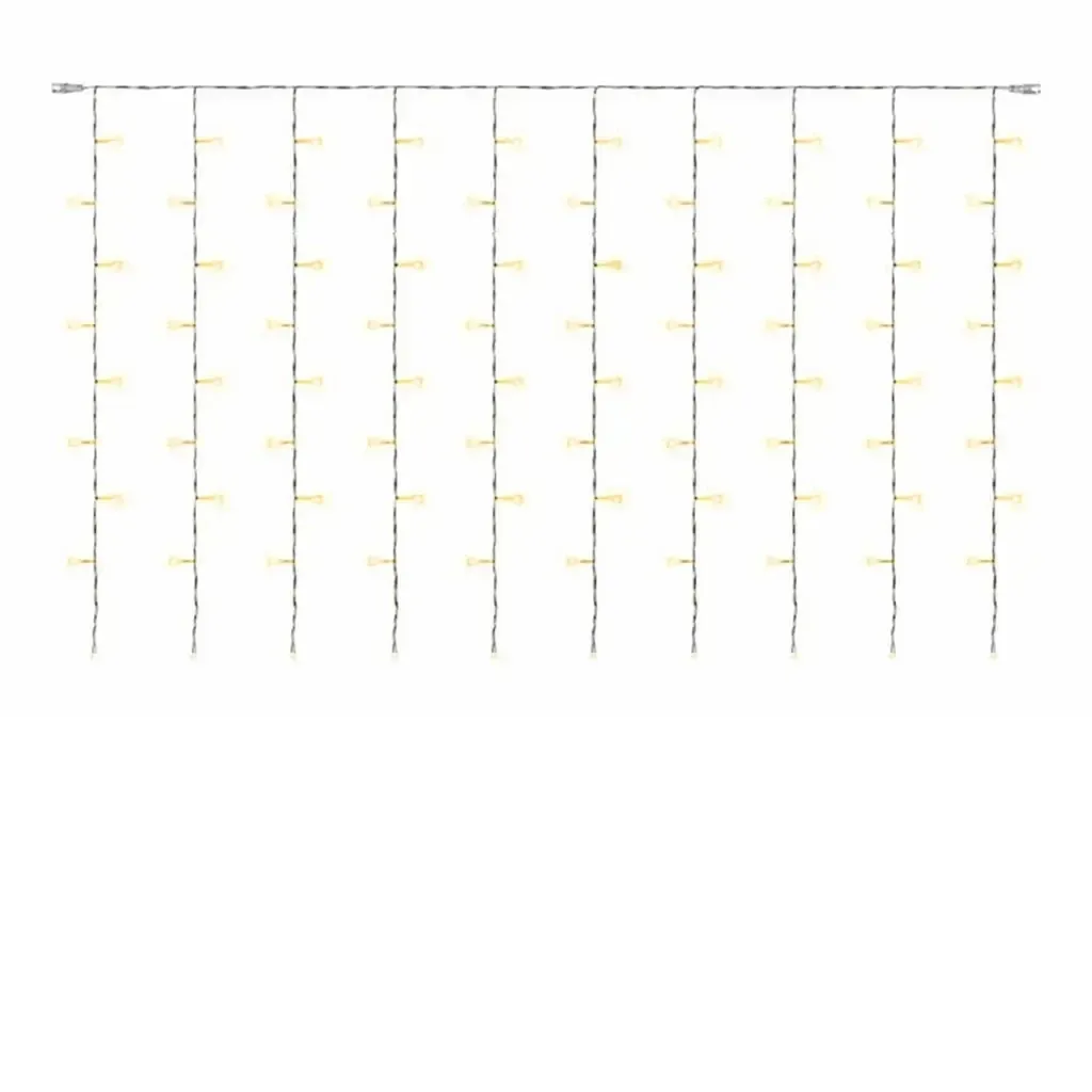 Hobby Line LED svetelná záclona do okna, 200 × 100 cm, teplá biela, 100 LED diód, priehľadný kábel, IP20 do interiéru, predlžovací kábel