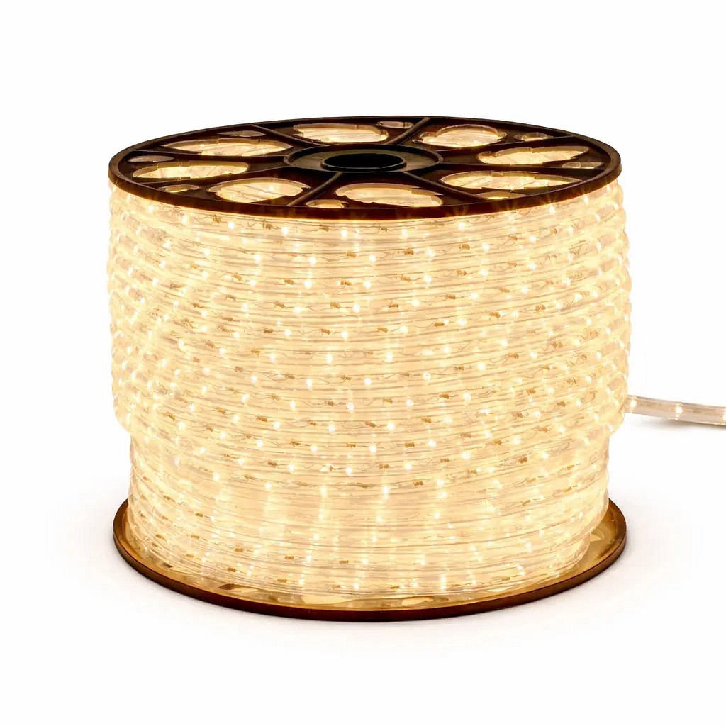 Easy Fix LED svetelná hadica pre vonkajšie použitie, 100 m, teplá biela, priehľadný kábel, IP44, cievka