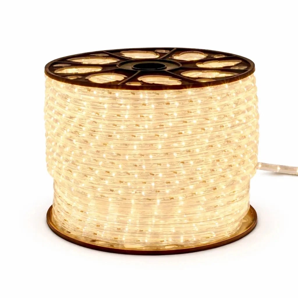 Easy Fix LED svetelná hadica pre vonkajšie použitie, 100 m, teplá biela, priehľadný kábel, IP44, cievka