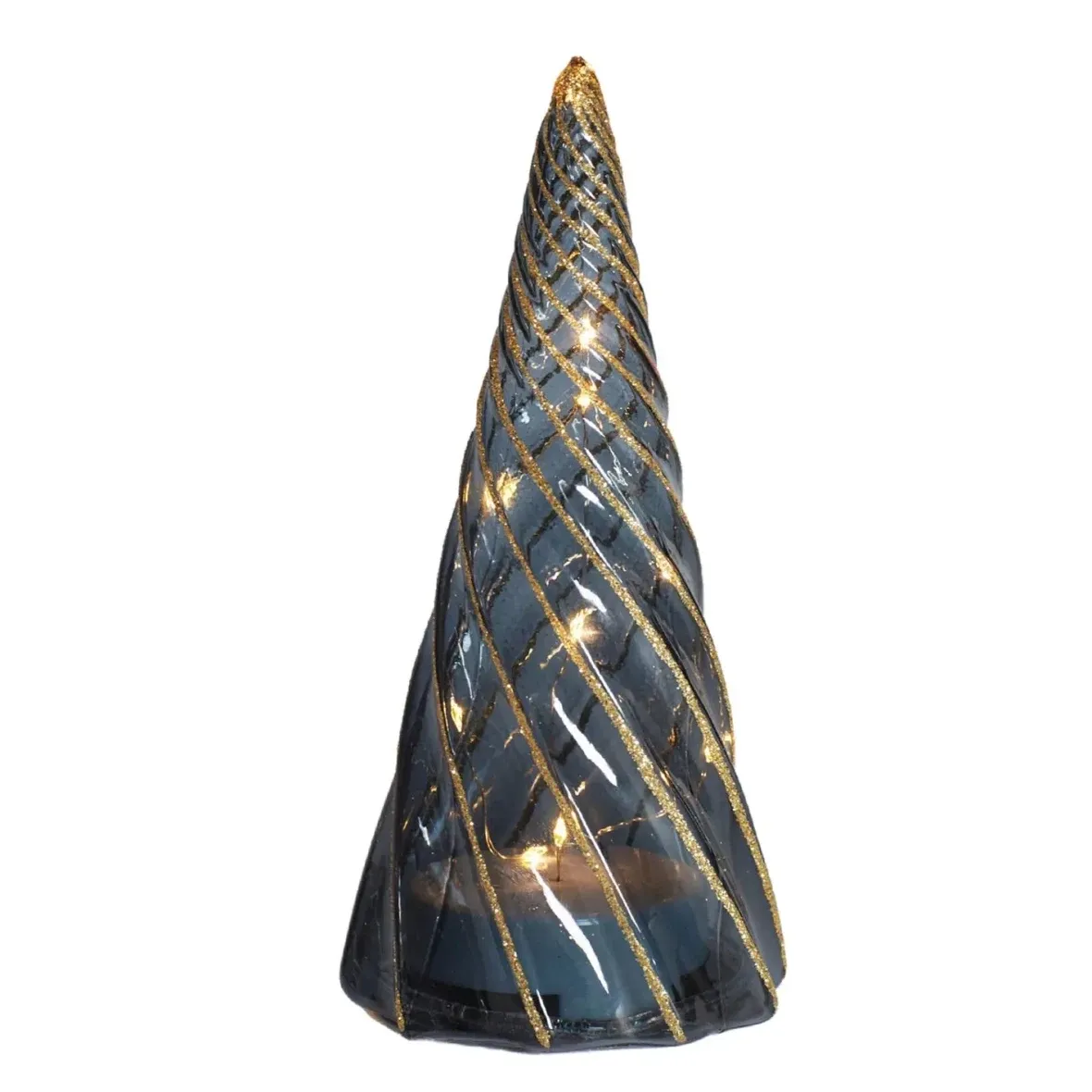 LED stromček, sklo, čierna farba, 19 cm