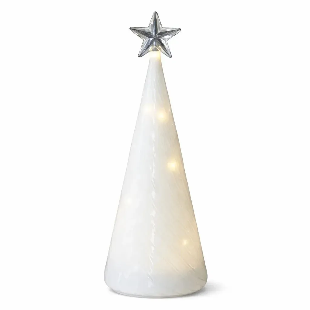 LED stromček, biely, 22 cm, číra hviezda