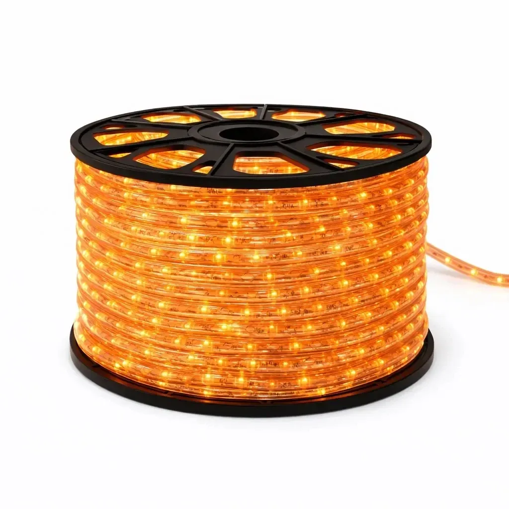 Easy Fix LED svetelná hadica na vonkajšie použitie, 50 m, oranžová, 1500 diód, priehľadný kábel, IP44, cievka