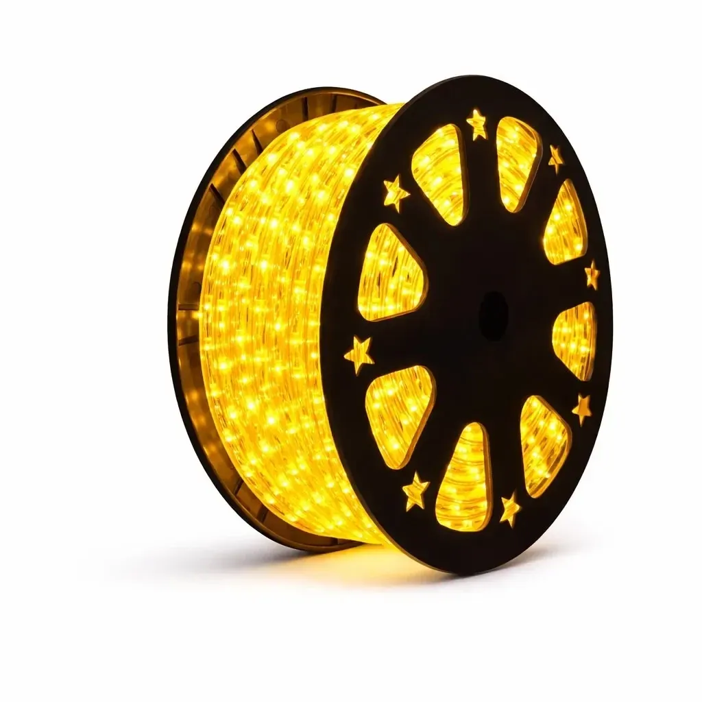 Easy Fix LED svetelná hadica na vonkajšie použitie, 50 m, žltá, 1500 diód, priehľadný kábel, IP44, cievka