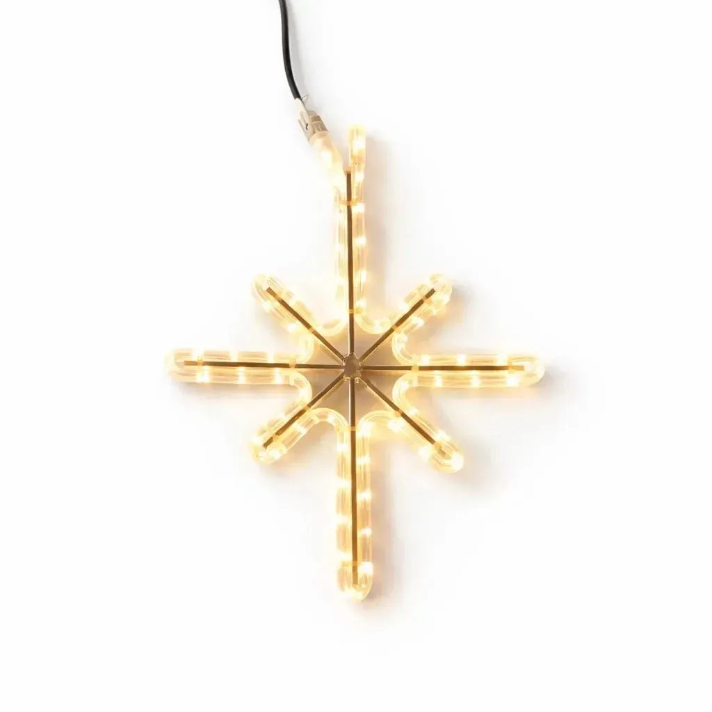 Easy Fix 2D LED hviezda na stromček Polaris I., 14 × 25 cm, teplá biela, závesná, IP67, hliník