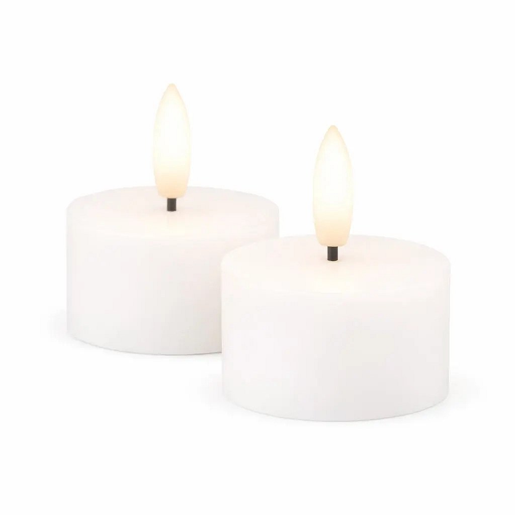 Sada LED čajových sviečok na batérie Sille Tealight, Ø 4,5 × 2,2 cm, biela, z pravého vosku, balenie 2 ks