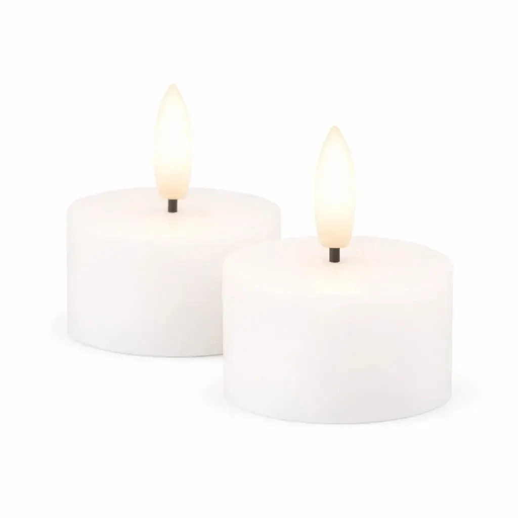 Sada LED čajových sviečok na batérie Sille Tealight, Ø 4,5 × 2,2 cm, biela, z pravého vosku, balenie 2 ks