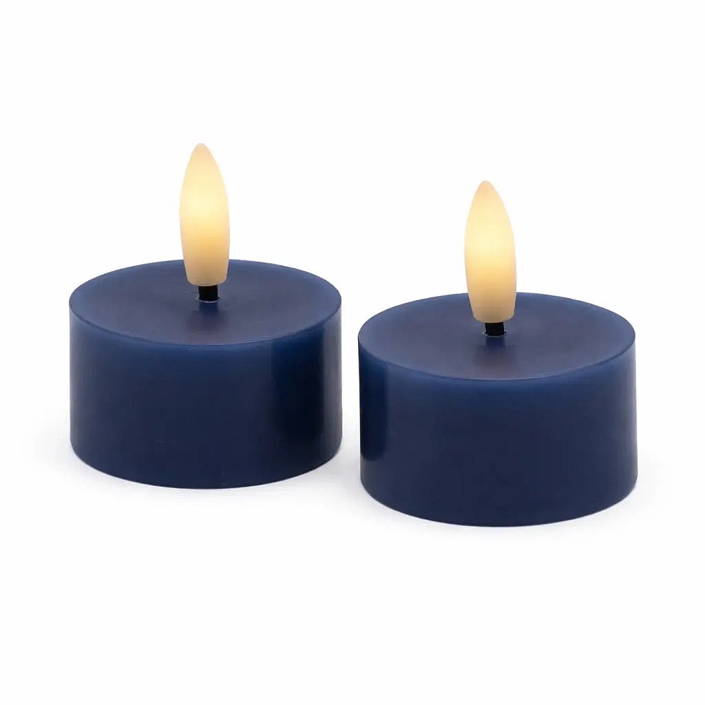 Sada LED čajových sviečok na batérie Sille Tealight, Ø 4,5 × 2,2 cm, hlboký oceán, z pravého vosku, balenie 2 ks