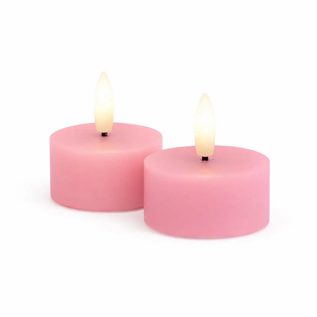 Sada LED čajových sviečok na batérie Sille Tealight, Ø 4,5 × 2,2 cm, staroružová farba, z pravého vosku, balenie 2 ks