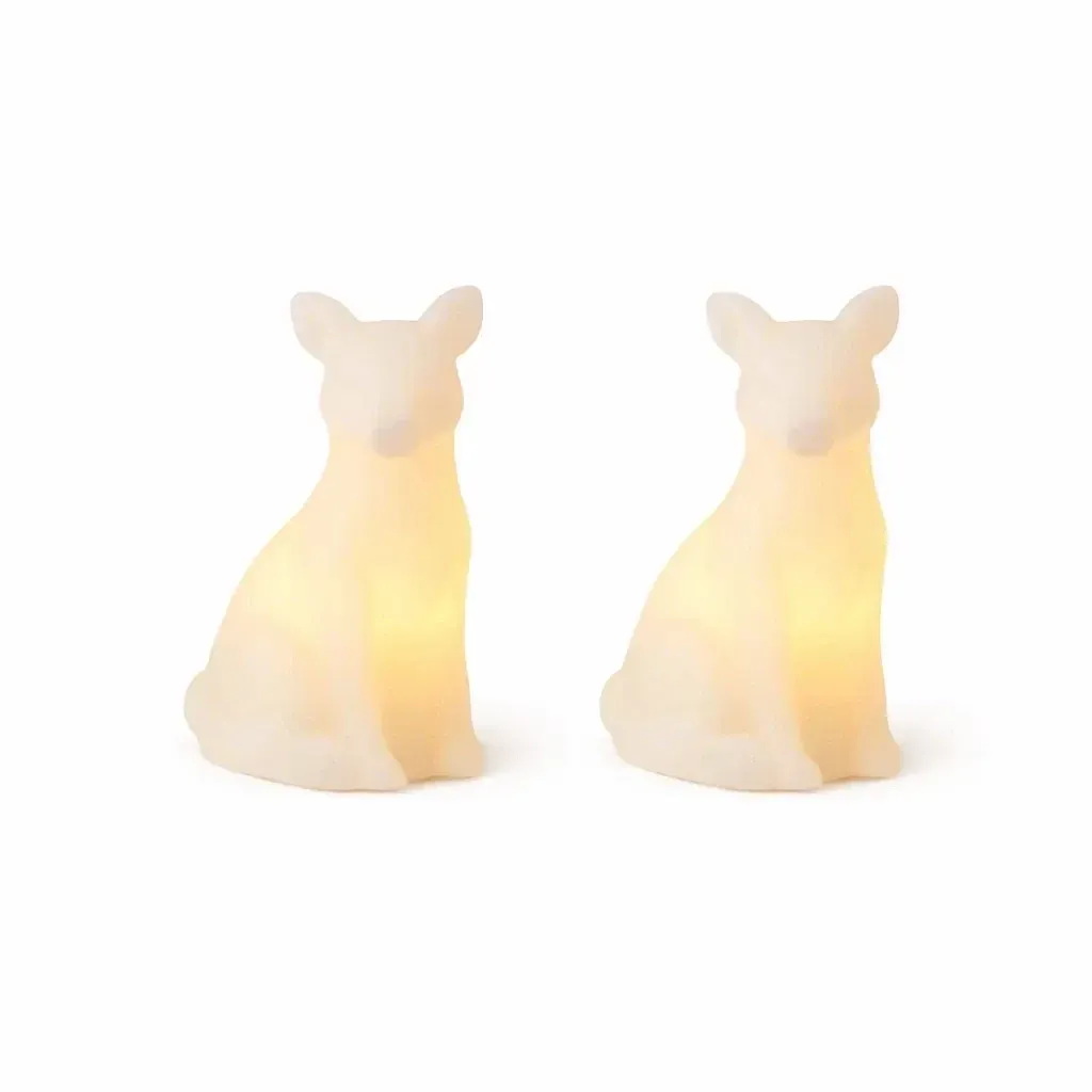 LED sviečky z pravého vosku na batérie, líška, 7 × 10 cm, biele, sada 2 ks, CR2032
