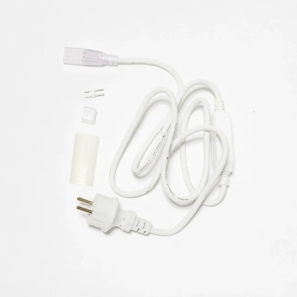 Napájací kábel pre obojstranný LED neón, IP67, 1,5 m, biely