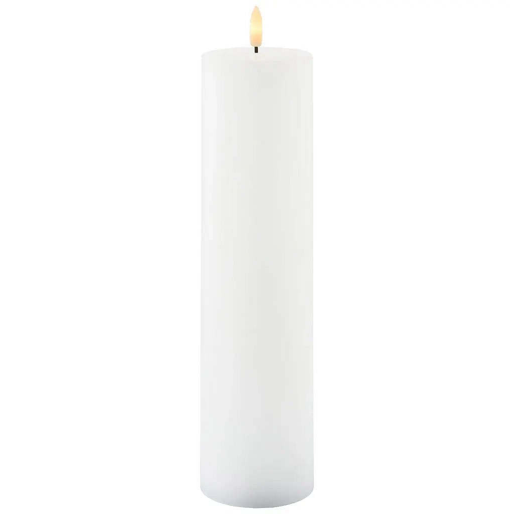 Nabíjateľná LED sviečka z pravého vosku Sille, Ø 7,5 × 30 cm, biela