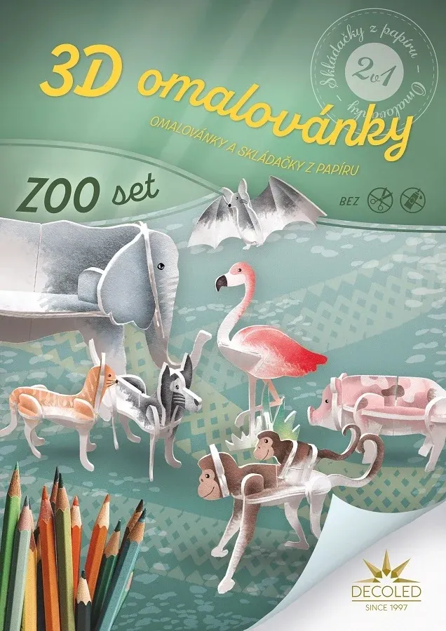 Omaľovánka A4 3D puzzle ZOO set