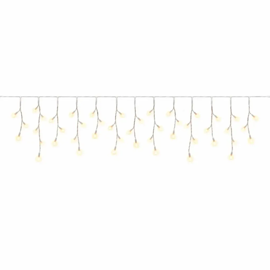 Eco Fix vonkajšie LED ľadové kvapky, svietiace, 200 × 50 cm, teplá biela, 60 LED diód, 36 V, biely kábel, IP44, predlžovací